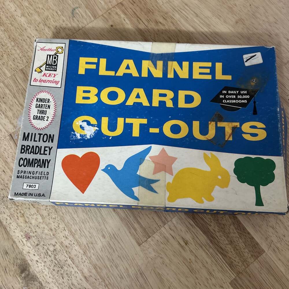 Vintage1962 Milton Bradley Flannel Board cut-outs,hearts, birds,star,tree Number